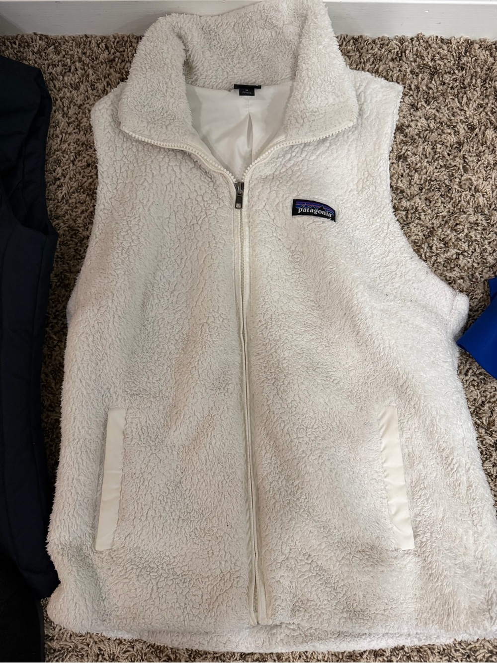 Patagonia Cream Sherpa Fleece Zip Vest